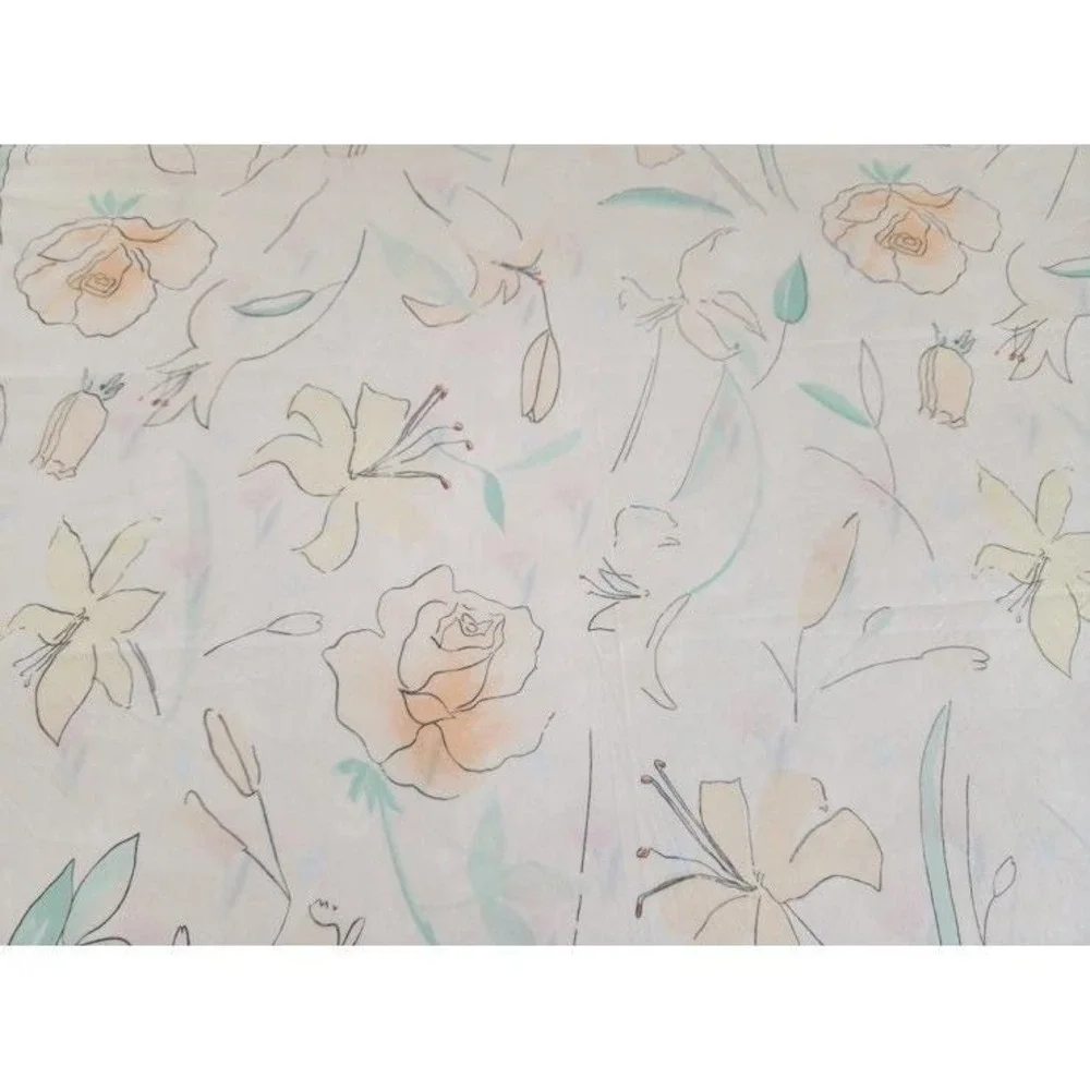 LADY PEPPERELL Vintage Pencil Sketch Floral Pink Green 3PC Twin Sheet Set